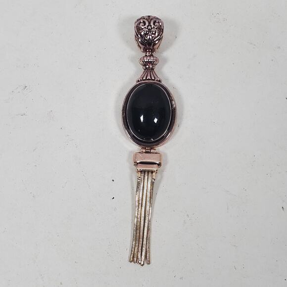 Vintage 'Best' Black Onyx Pendant 3.25 Inch Total Length - Picture 1 of 5
